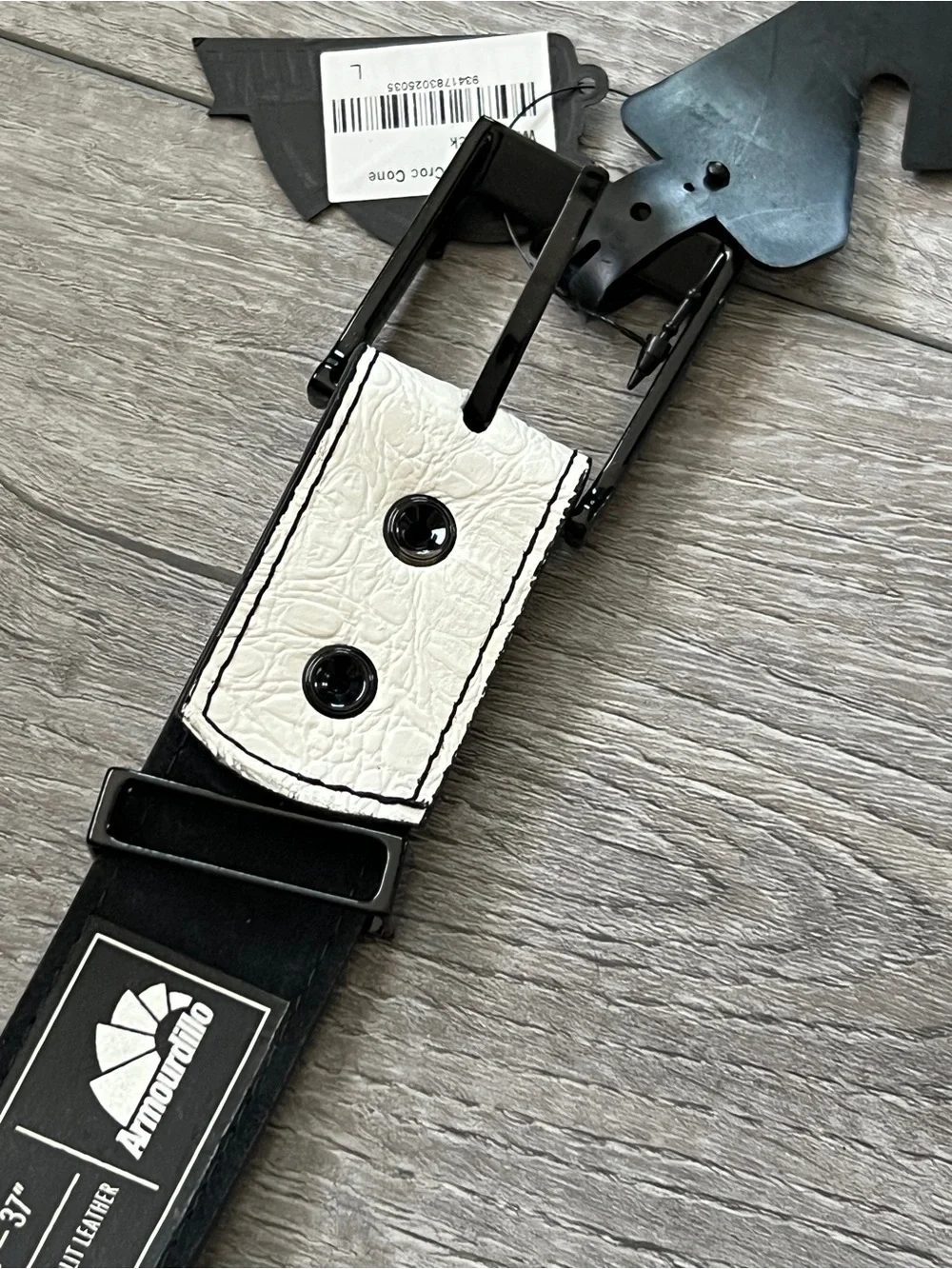 Armourdillo Croc Cone White Black Studded Leather Punk Belt L 33-37 NWT